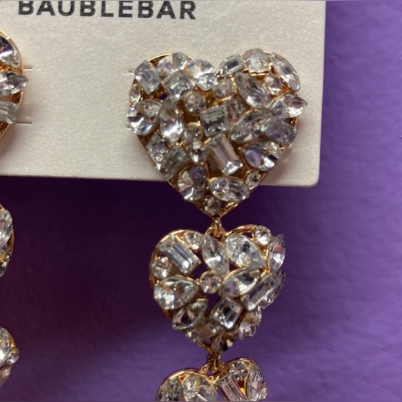 Baublebar Rhinestone Sparkle Heart Stack Earrings New in package - Picture 9 of 9